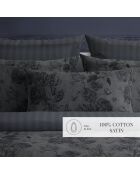 Juego de 2 fundas de almohada satinadas de algodón para jardín botánico de color gris oscuro, 2 x 63 x 63 cm