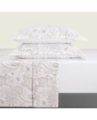 Parure petit drap plat + drap housse + taies rectangles satin de coton Indienne taupe