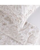 Parure petit drap plat + drap housse + taies rectangles satin de coton Indienne taupe