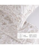 Parure petit drap plat + drap housse + taies rectangles satin de coton Indienne taupe
