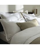 Set aus 2 Kissenbezügen aus Baumwollsatin Paris taupe/weiß - 63x63 cm