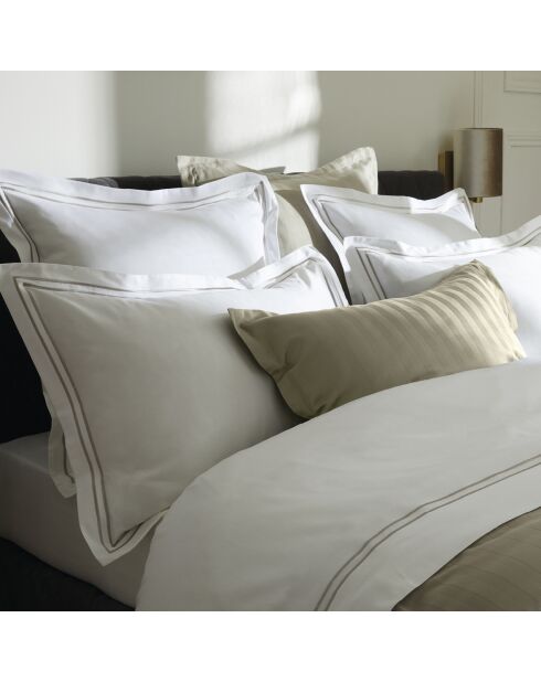 Set aus 2 Kissenbezügen aus Baumwollsatin Paris taupe/weiß - 63x63 cm