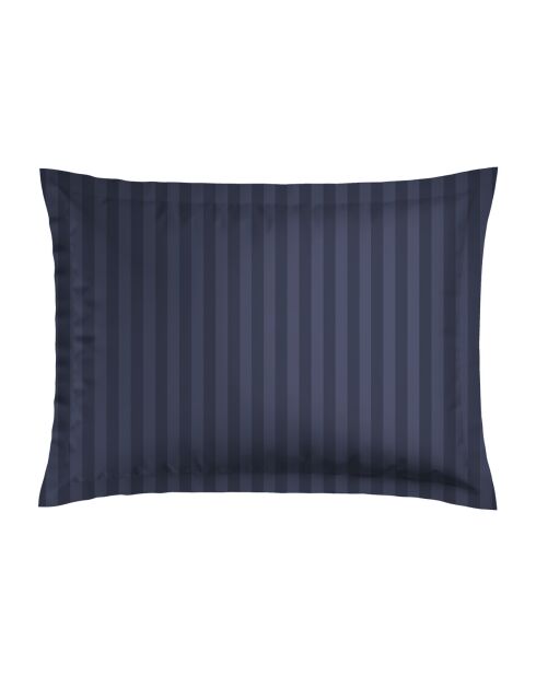 Set aus 2 Kissenbezügen, gewebter Baumwollsatin, gestreift, Dobby-Streifen, gewebt, dunkelblau — 50x70 cm