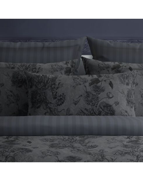 Set aus 2 Kissenbezügen aus Baumwollsatin Jardin Botanique schwarz/grau - 2x (50x70 cm)
