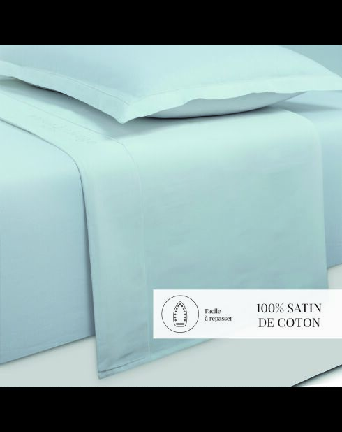 Maxi-set laken + hoeslaken + vierkante kussenslopen effen groen katoensatijn 01