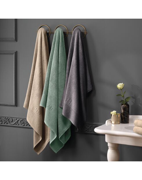 LT Eden dunkelgraues Handtuch aus gekämmter Baumwolle mit Badetuch - 2x (50x100 cm)