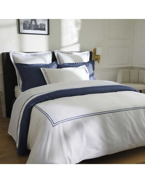 Custodia Paris in cotone satinato blu scuro/bianco - 43x210 cm