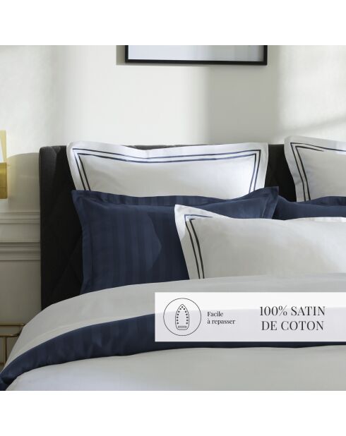 Custodia Paris in cotone satinato blu scuro/bianco - 43x210 cm