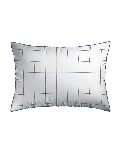 Set aus 2 Kissenbezügen aus Baumwollsatin, weiß/blau kariert, 2 Stück (50 x 70 cm)