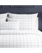 Set aus 2 Kissenbezügen aus Baumwollsatin, weiß/blau kariert, 2 Stück (50 x 70 cm)