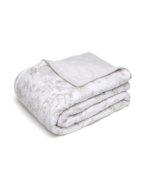 Couvre-lit satin de coton Colibri floral taupe - 220x250 cm