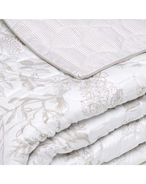 Couvre-lit satin de coton Colibri floral taupe - 220x250 cm