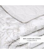 Couvre-lit satin de coton Colibri floral taupe - 220x250 cm