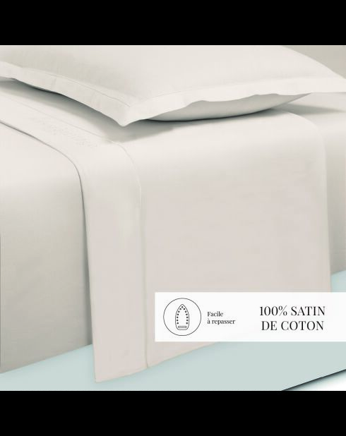 Maxi-Set Bettlaken + Spannbetttuch + quadratische Kissenbezüge Baumwollsatin Uni Taupe 05