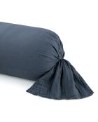 Uniblaue Kissenhülle aus Baumwollgaze 14 - 43x210 cm