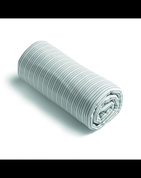 Drap-housse satin de coton Fleurs esquissées gris