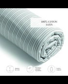 Drap-housse satin de coton Fleurs esquissées gris