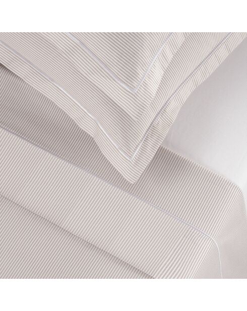 Maxi set lenzuolo piatto + lenzuolo con angoli + federe rettangolari in percalle di cotone Dauphine taupe