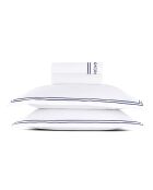 Parure petit drap plat + drap housse + taies rectangles satin de coton Paris bleu foncé/blanc