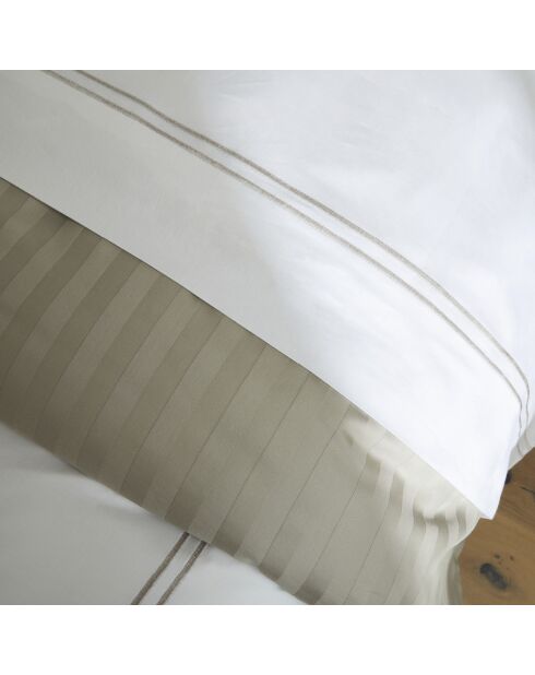 Bettlaken Paris aus Baumwollsatin in Taupe/Weiß