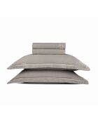 Parure petit drap plat + drap housse + taies rectangles satin de coton Paris taupe