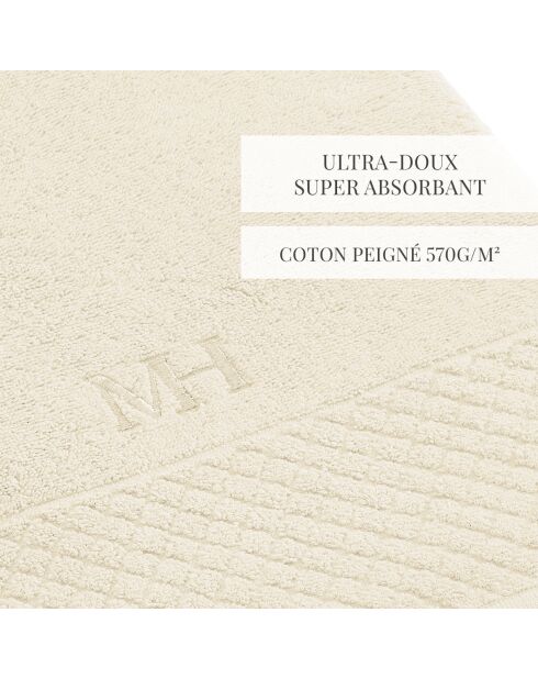 Drap de bain coton peigné LT Eden ivoire - 100x150 cm