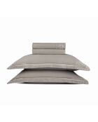 Set de sábana encimera, sábana bajera ajustable y fundas de almohada rectangulares de satén de algodón pardo parisino