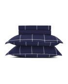 Set maxi: sábana encimera, sábana bajera y fundas de almohada cuadradas, algodón satinado Amélia, azul oscuro