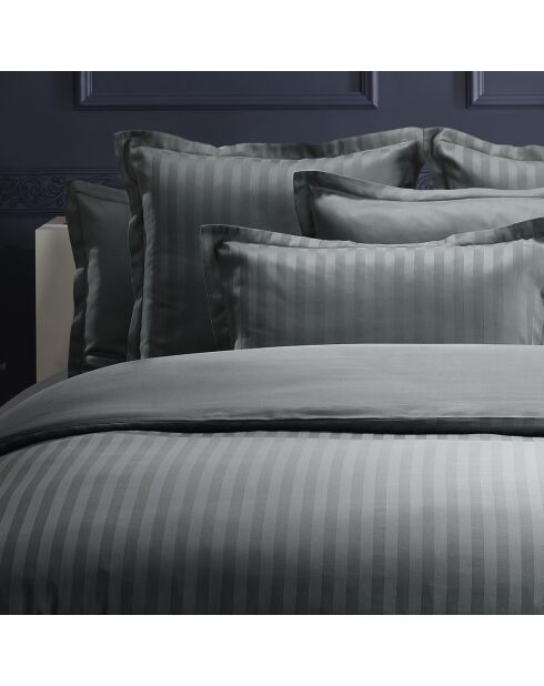 Bettlaken Dobby Stripe aus gewebtem Baumwollsatin Dunkelgrau
