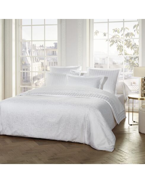 Weißes Bettbezug-Set aus gewebtem Baumwollsatin im Barock-Jacquard-Design
