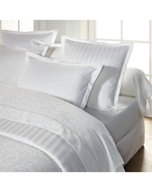 Weißes Bettbezug-Set aus gewebtem Baumwollsatin im Barock-Jacquard-Design