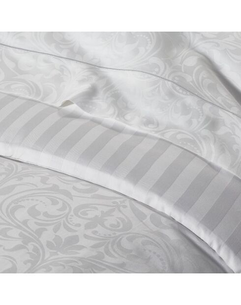 Weißes Bettbezug-Set aus gewebtem Baumwollsatin im Barock-Jacquard-Design