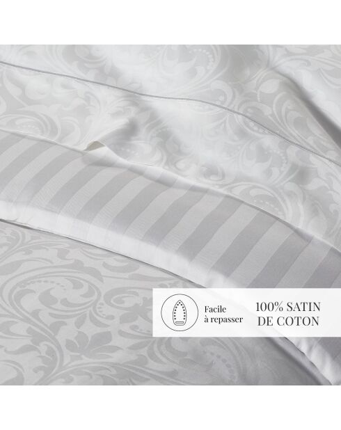 Weißes Bettbezug-Set aus gewebtem Baumwollsatin im Barock-Jacquard-Design