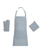 Schürze, Ofenhandschuh und Topflappen aus Baumwolle Blau - 60x90 cm + 17x32 cm + 20x20 cm