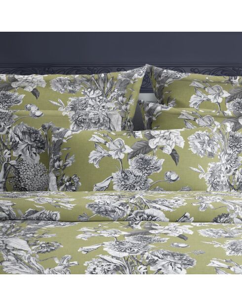 Set aus 2 grünen Kissenbezügen aus Baumwollsatin im botanischen Garten — 2 x 50 x 70 cm