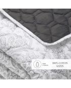 Couvre-lit satin de coton Fleur de prestige beige - 220x250 cm