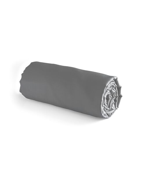 Spannbetttuch Uni aus grauem Baumwollsatin 02