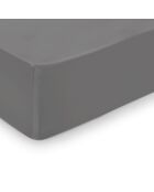 Spannbetttuch Uni aus grauem Baumwollsatin 02