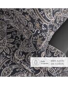 Parure petit drap plat + drap housse + taies rectangles satin de coton Indienne gris/taupe