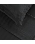 Set largo de sábana encimera, sábana bajera y fundas de almohada cuadradas, algodón satinado, tejido a rayas Dobby, negro