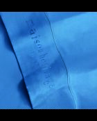 Maxi set lenzuolo piatto + lenzuolo con angoli + federe rettangolari in raso di cotone blu tinta unita 05