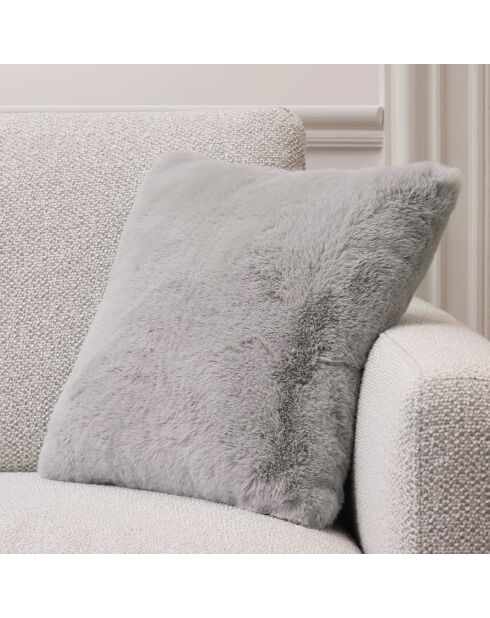 Fodera per cuscino in pelliccia sintetica grigio uni - 40x40 cm