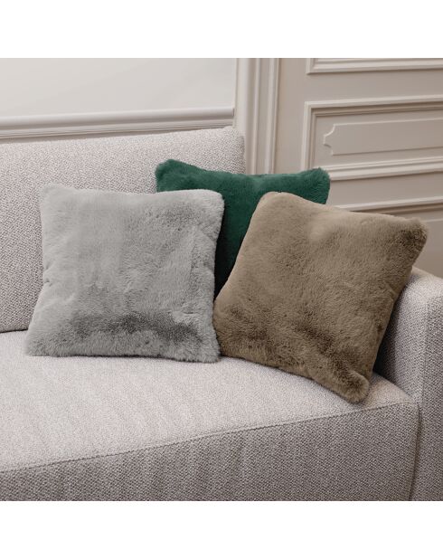 Fodera per cuscino in pelliccia sintetica grigio uni - 40x40 cm