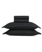 Maxi-Set: Bettlaken, Spannbetttuch, rechteckige Kissenbezüge, Baumwollsatin, gewebter Baumwollsatin, gewebt, Dobby-Streifen, gewebt, Schwarz