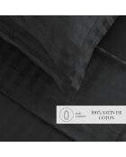 Maxi-Set: Bettlaken, Spannbetttuch, rechteckige Kissenbezüge, Baumwollsatin, gewebter Baumwollsatin, gewebt, Dobby-Streifen, gewebt, Schwarz