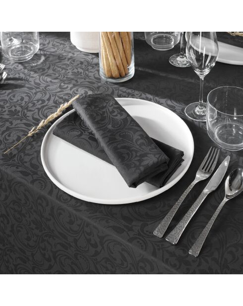 Set de 4 serviettes tissé Jacquard Baroque gris foncé - 4x(50x50 cm)