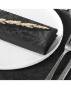Set de 4 serviettes tissé Jacquard Baroque gris foncé - 4x(50x50 cm)