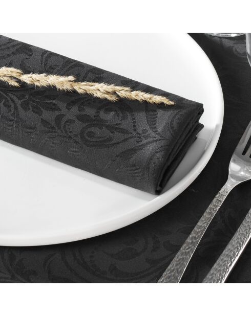 Set de 4 serviettes tissé Jacquard Baroque gris foncé - 4x(50x50 cm)