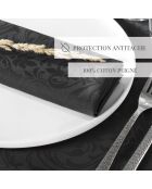 Set de 4 serviettes tissé Jacquard Baroque gris foncé - 4x(50x50 cm)