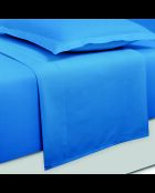 Set maxi de sábana encimera, sábana bajera y fundas de almohada cuadradas, satén de algodón azul liso 05